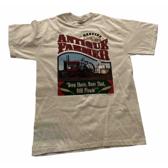 Country Genuine Antique Farmer Shirt Size L Beige Been There Done That USA - Picture 1 of 6